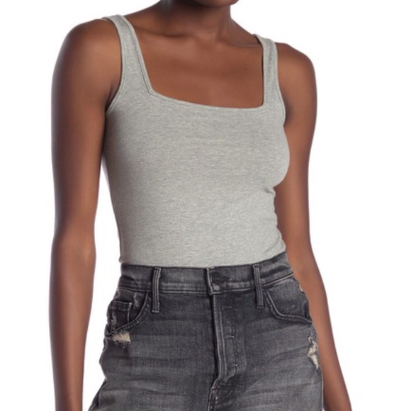 NWT BP. Square Neck Tank Grey Bodysuit - Picture 2 of 6